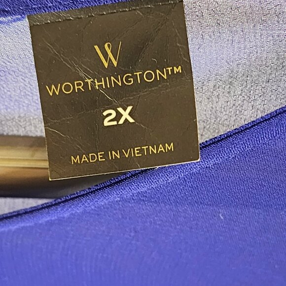 Worthington Blue Blouse NWT Size 2X – Sheer Lace Sleeve Top - Picture 6 of 11